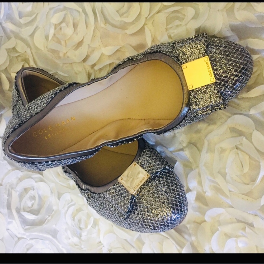 Cole Haan sparkly silver flats